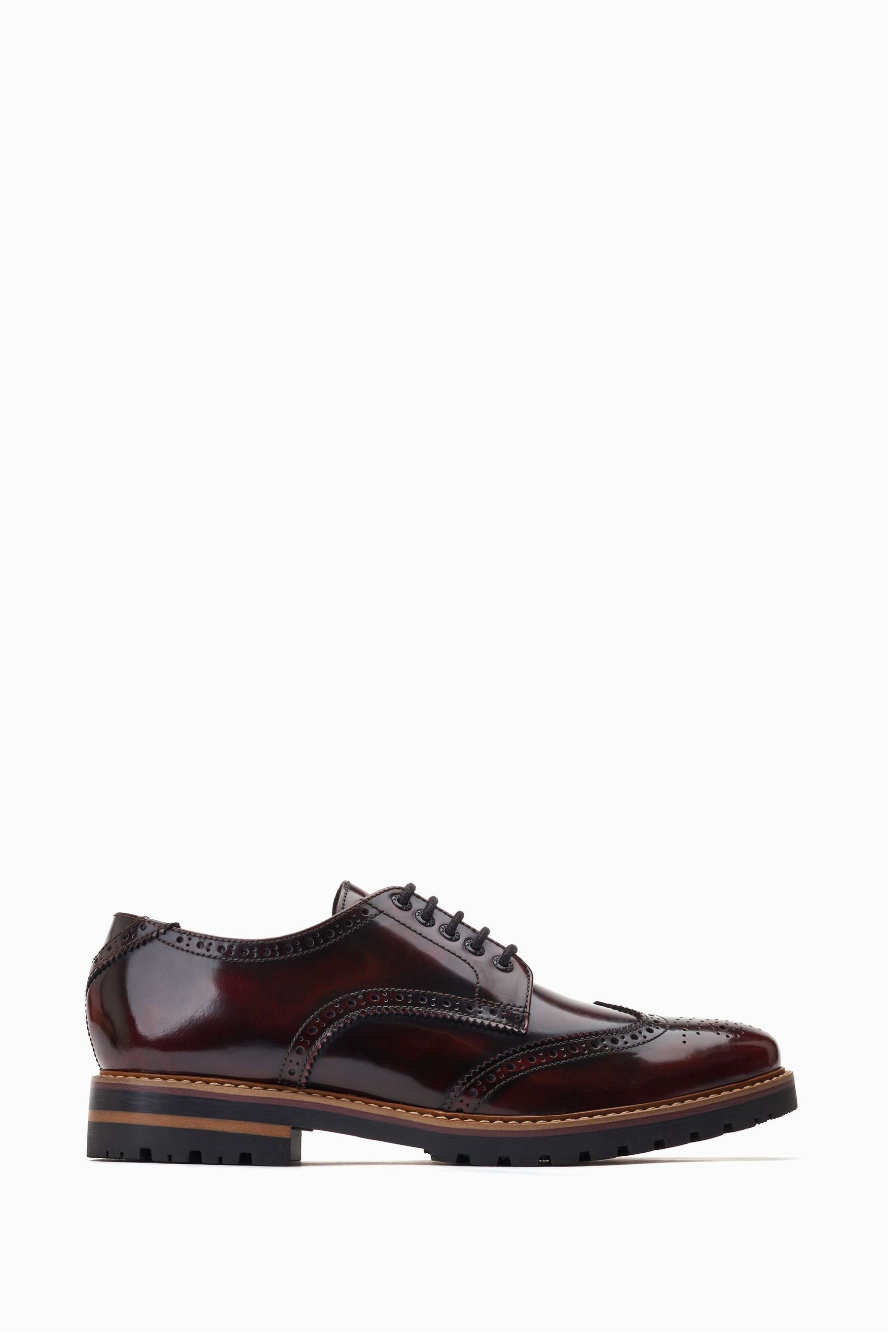 Mens Base London Gibbs Lace Up Brogue Shoes red