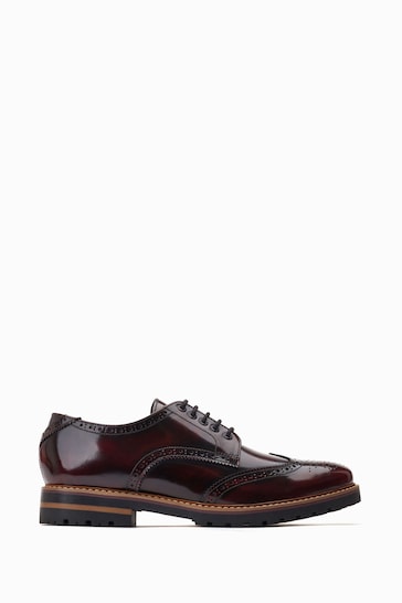 Base London Red Gibbs Lace Up Brogue Shoes