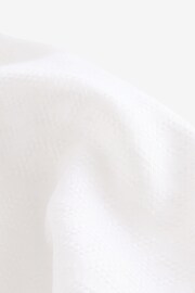 White Diamond Jacquard Short Sleeve Shirt With Cuban Collar - Image 6 of 6