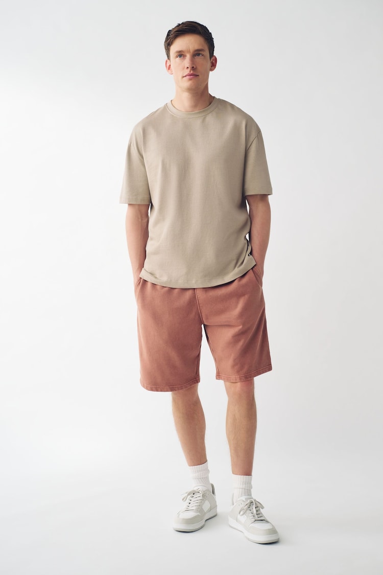 Rust Brown Garment Dye 100% Cotton Jersey Shorts - Image 2 of 8