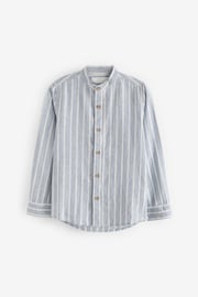Grey Stripe Grandad Collar Linen Mix Long Sleeve Shirt (3-16yrs) - Image 1 of 3