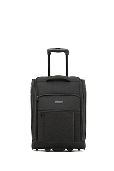 Flight Knight 55x40x20cm Ryanair Priority Soft Case Cabin Carry On Suitcase Hand Black Mono Canvas Luggage