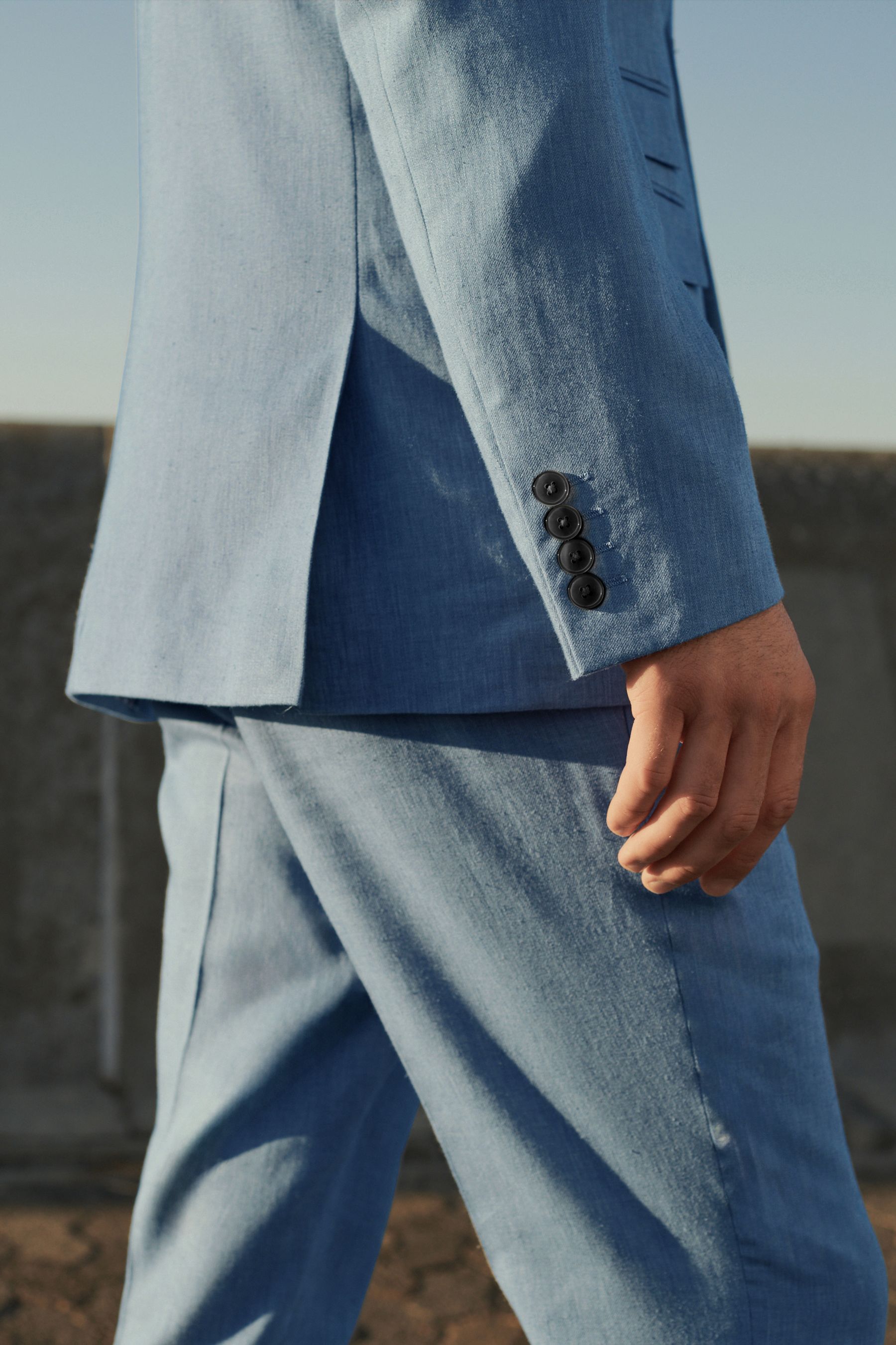 Blue linen suit jacket online