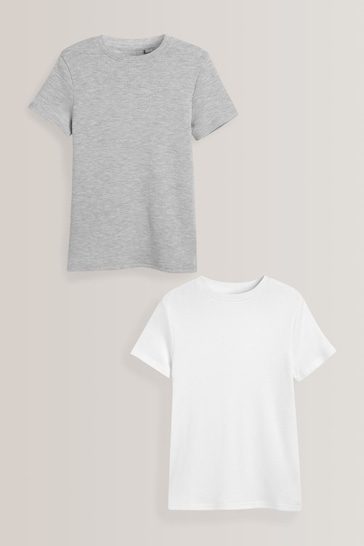 Grey/White 2 Pack Short Sleeved Thermal Tops (2-16yrs)