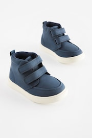 Navy Blue With Off White Sole Standard Fit (F) Warm Lined Touch Fastening Boots - Image 1 of 5