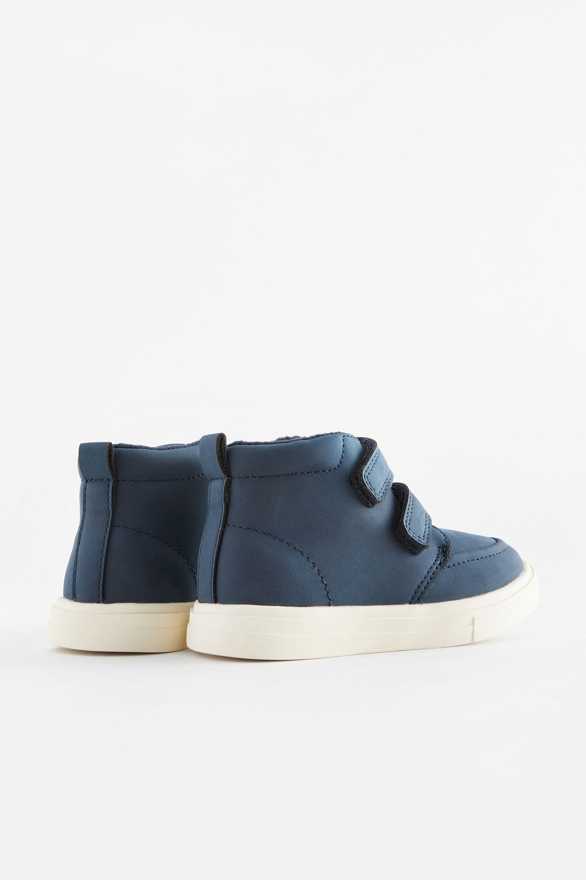 Navy Blue With Off White Sole Standard Fit (F) Warm Lined Touch Fastening Boots - Image 3 of 5