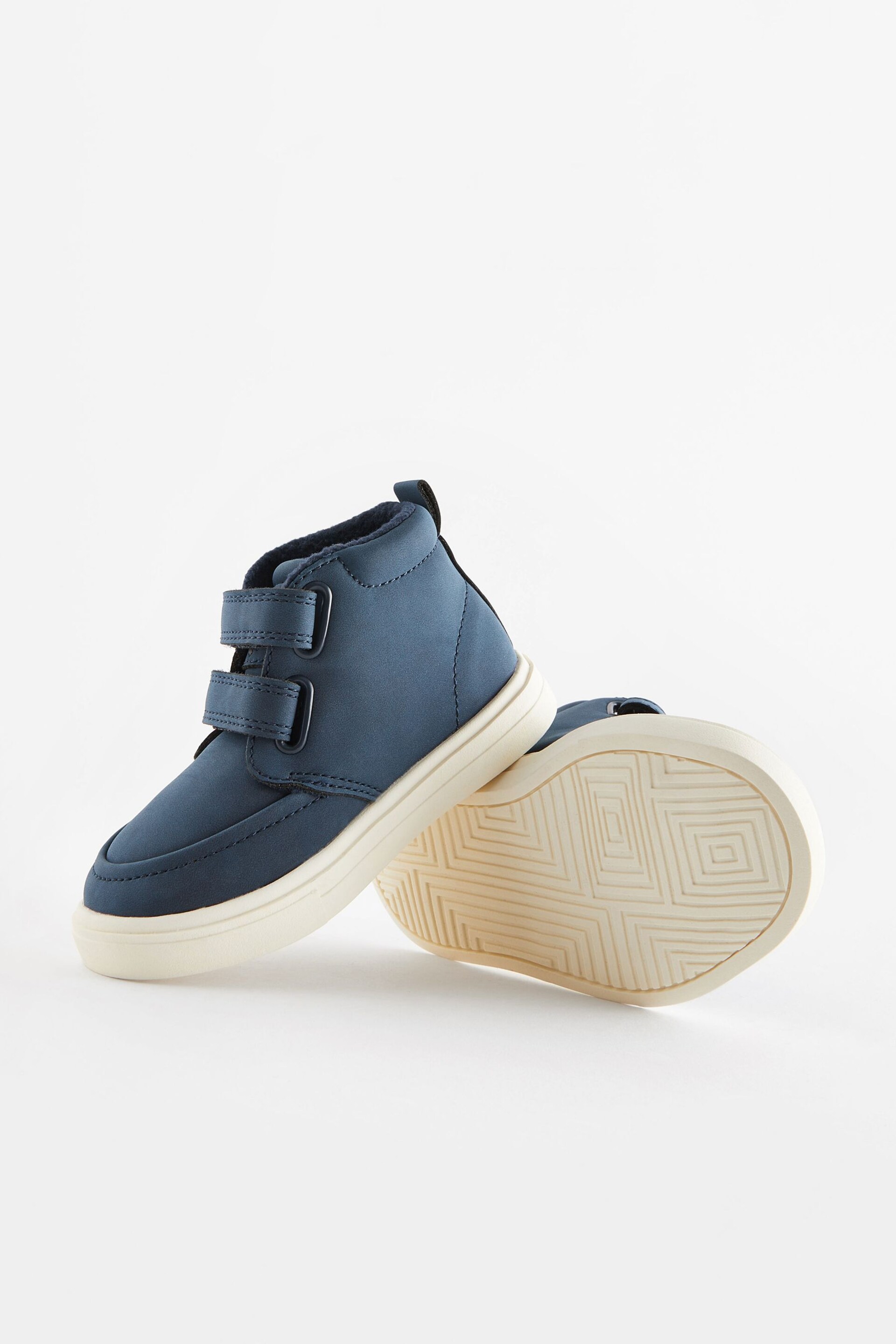 Navy Blue With Off White Sole Standard Fit (F) Warm Lined Touch Fastening Boots - Image 4 of 5