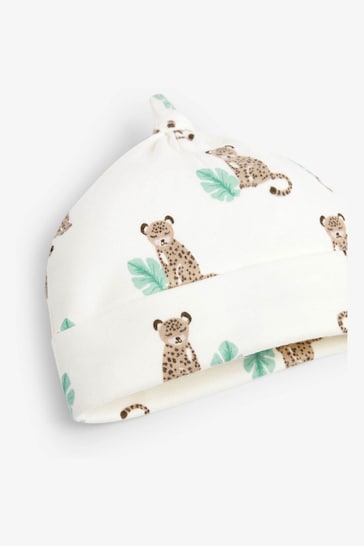 JoJo Maman Bébé Cream Leopard Print Cotton Baby Hat