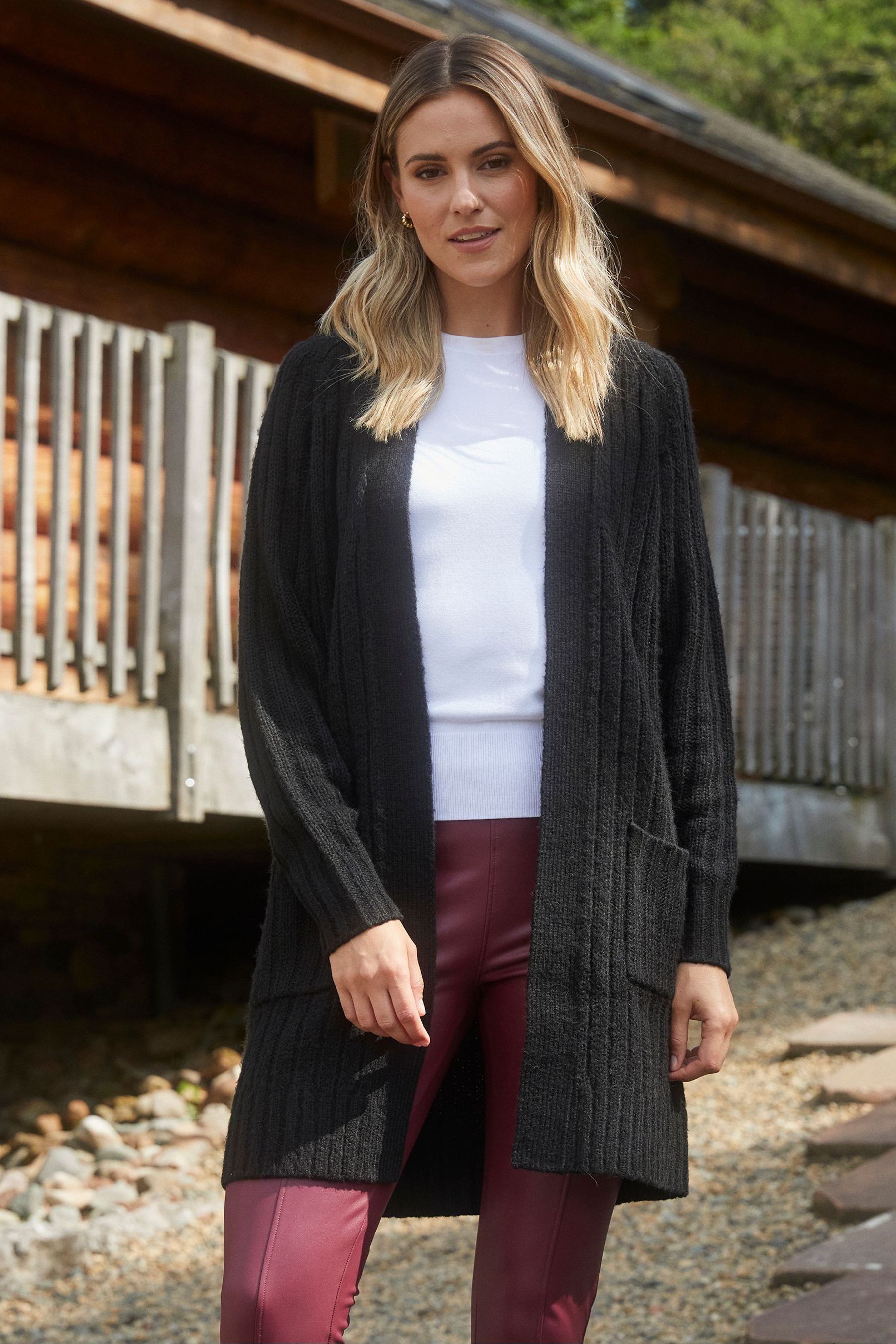 Open cardigan black sale