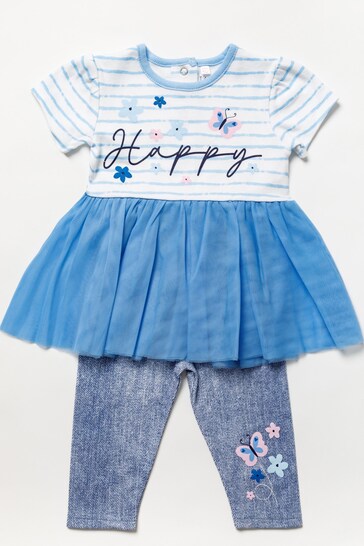 Lily & Jack Blue Tutu auralee Dress and Legging Outfit Set