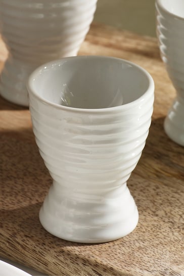 Set of 4 White Malvern Embossed Egg Cups