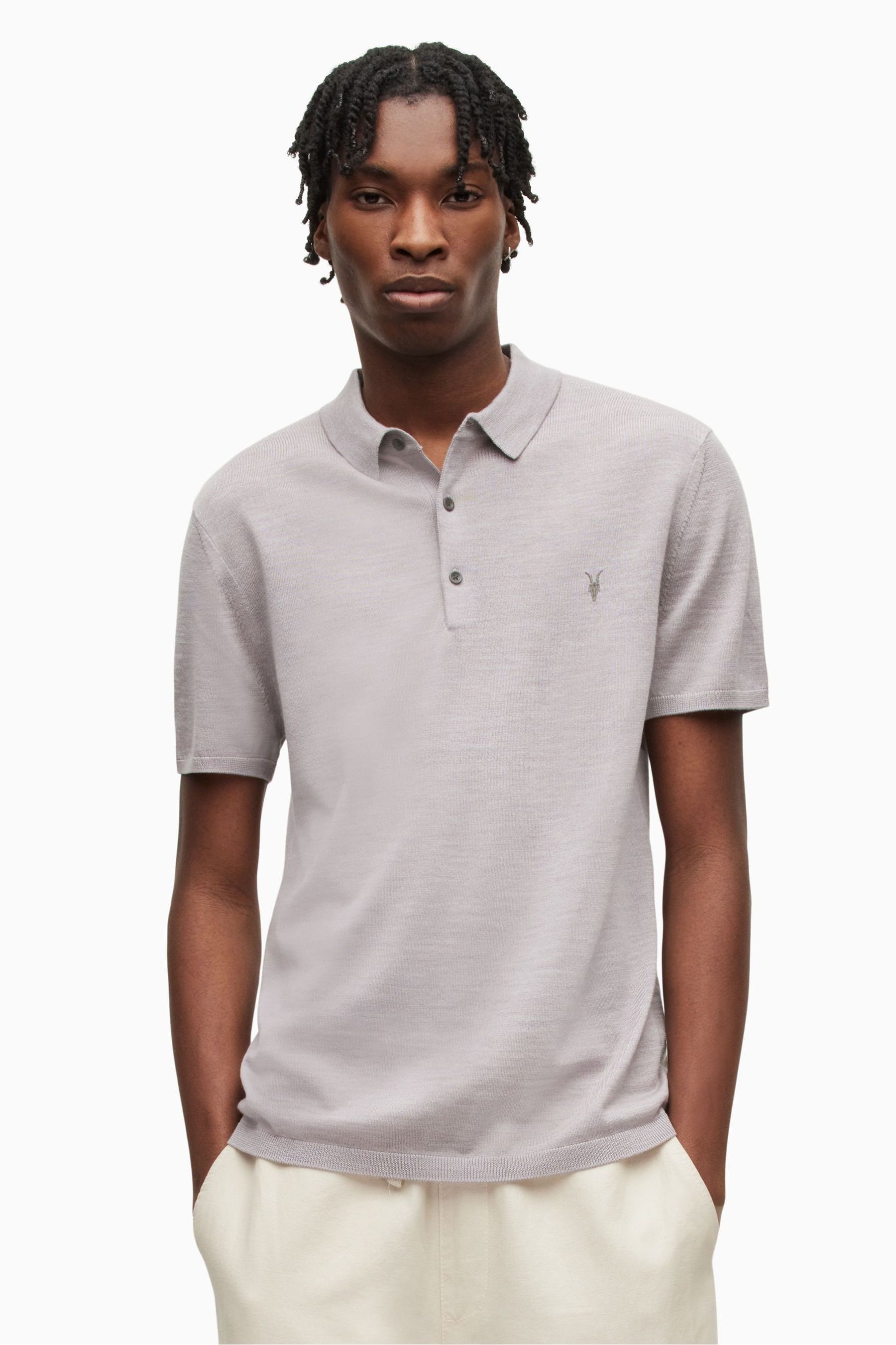 Buy AllSaints Purple Mode Merino Polo Shirt from Next Luxembourg