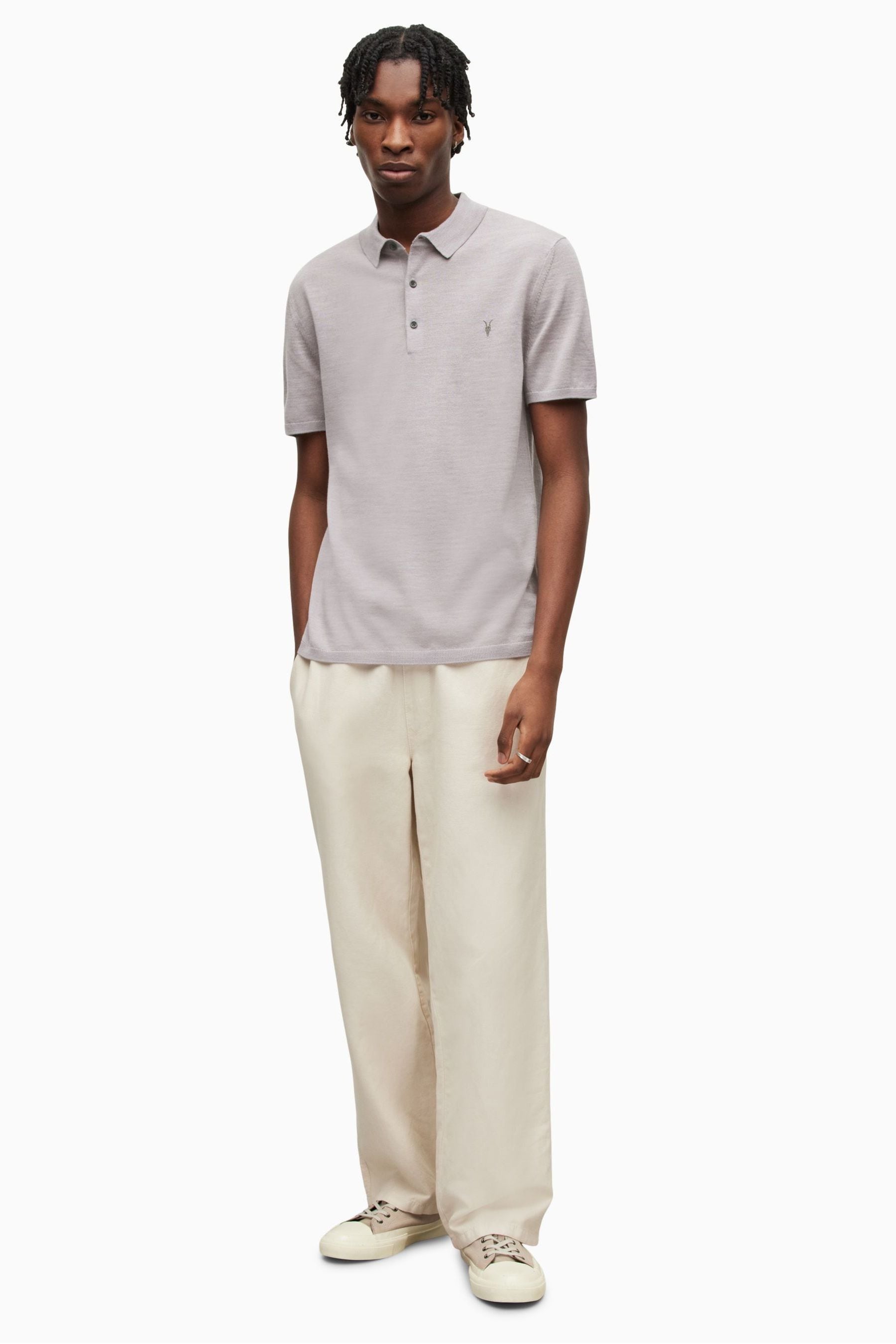 All saints mode merino polo shirt clearance