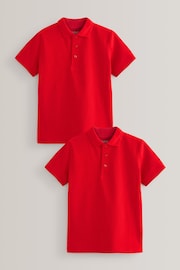 Red 2 Pack Cotton School Short Sleeve Polo Shirts (3-16yrs) - Image 1 of 4
