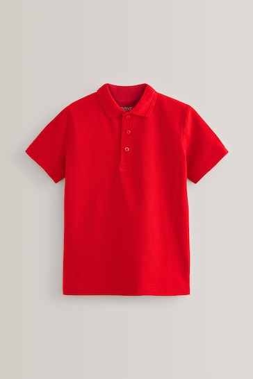 Red 2 Pack Cotton School Polo Shirts (3-16yrs)