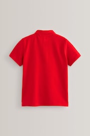 Red 2 Pack Cotton School Short Sleeve 100% Cotton Polo Shirts (3-16yrs) - Image 3 of 4