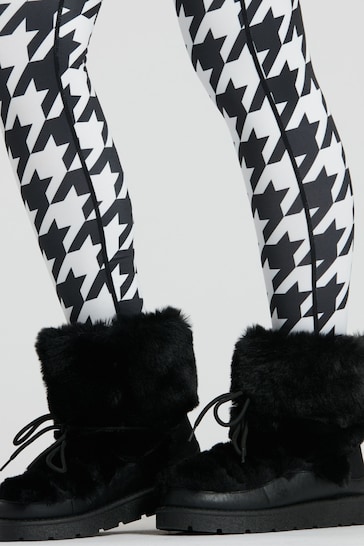 South Beach Black Faux Fur Ski Snow Boots