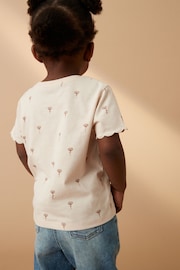 Pale Pink Short Sleeve Scallop 100% Cotton T-Shirt (3mths-7yrs) - Image 3 of 7