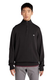 Timberland Organic Cotton 1/4 Zip Black Jumper - Image 1 of 5