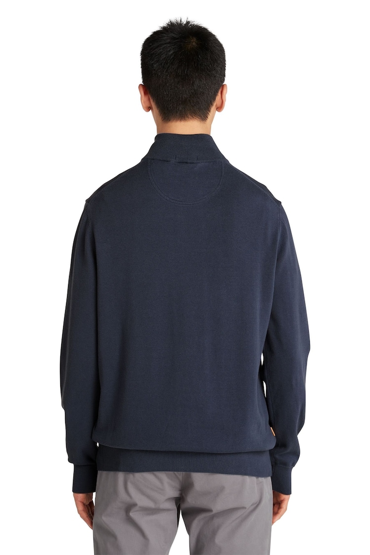 Timberland Blue Organic Cotton 1/4 Zip Jumper - Image 2 of 10