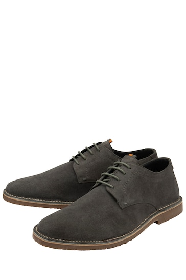 Frank Wright Grey Dark Mens Suede Lace-Up Desert Boots