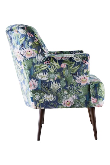 Clarke and Clarke Midnight Blue Wedgwood Waterlily Large Armchair