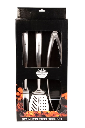 Premier Decorations Ltd Set of 3 Silver Garden BBQ Tools