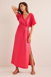 Boden Pink Linen Kaftan Maxi Dress - Image 1 of 5