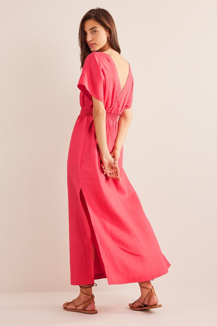 Boden Pink Linen Kaftan Maxi Dress - Image 2 of 5