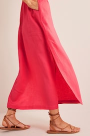 Boden Pink Linen Kaftan Maxi Dress - Image 4 of 5