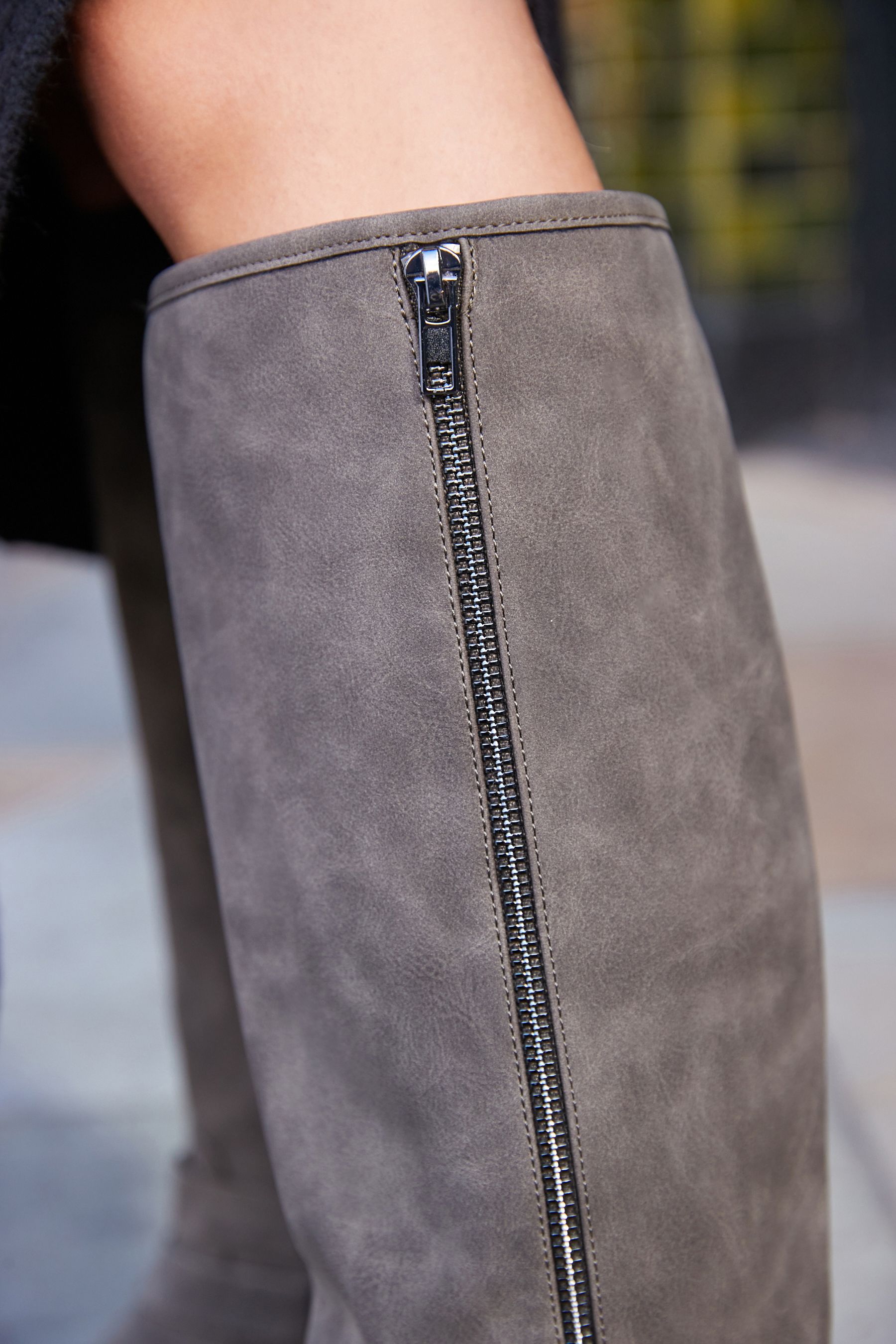 Grey buckle boots shop