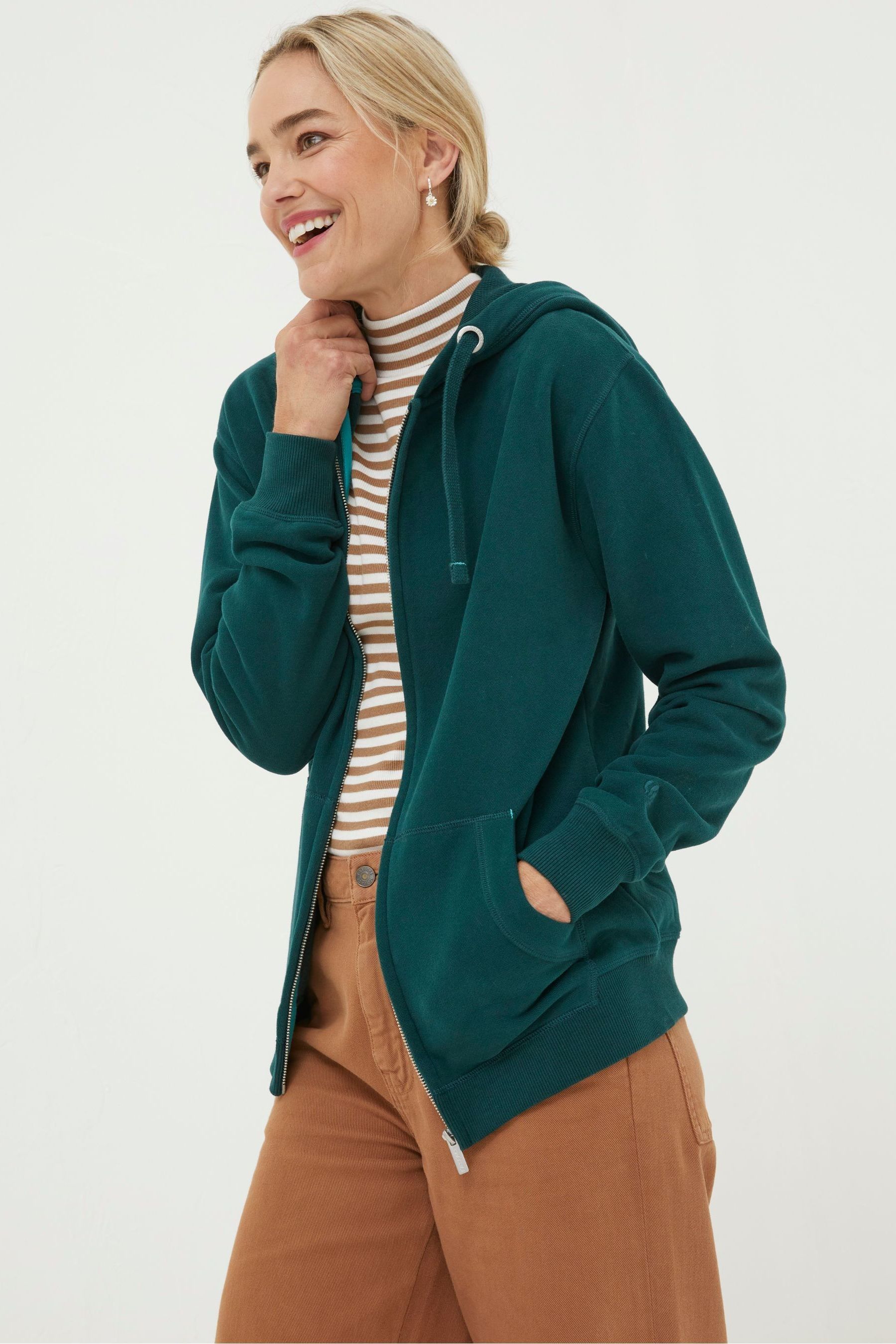 Buy FatFace Green Amy Zip Up Hoodie from Next Luxembourg