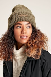 Joules Eloise Brown Oversized Knitted Beanie Hat - Image 1 of 4