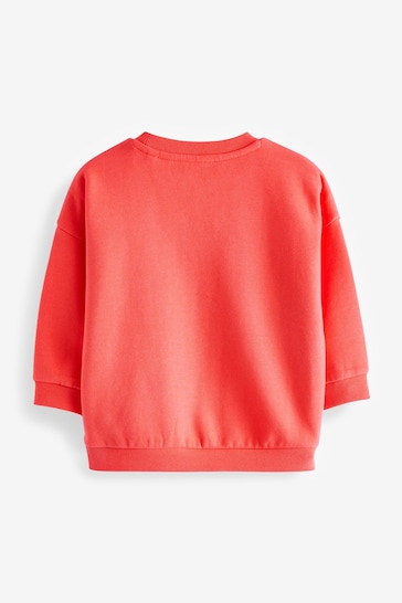 Coral Pink Oversized Printed Sweatshirt (3mths-7yrs)