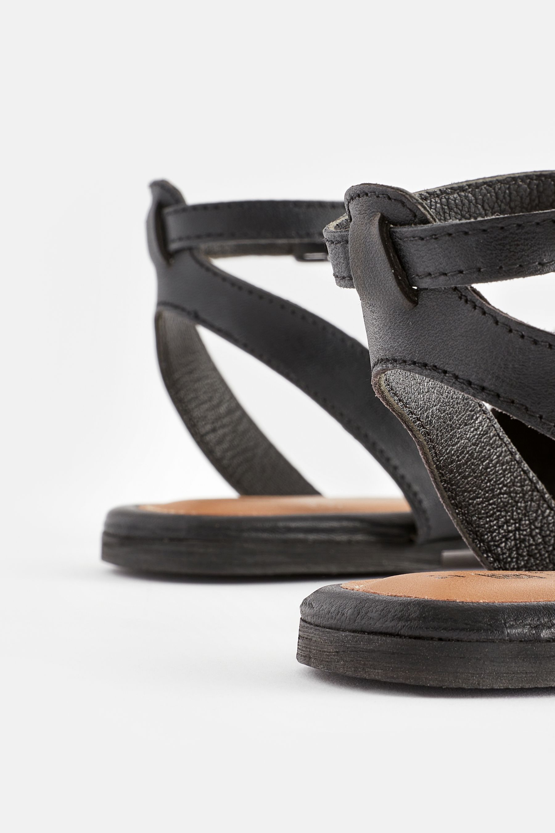 Black Forever Comfort Leather Weave Huaraches Shoes