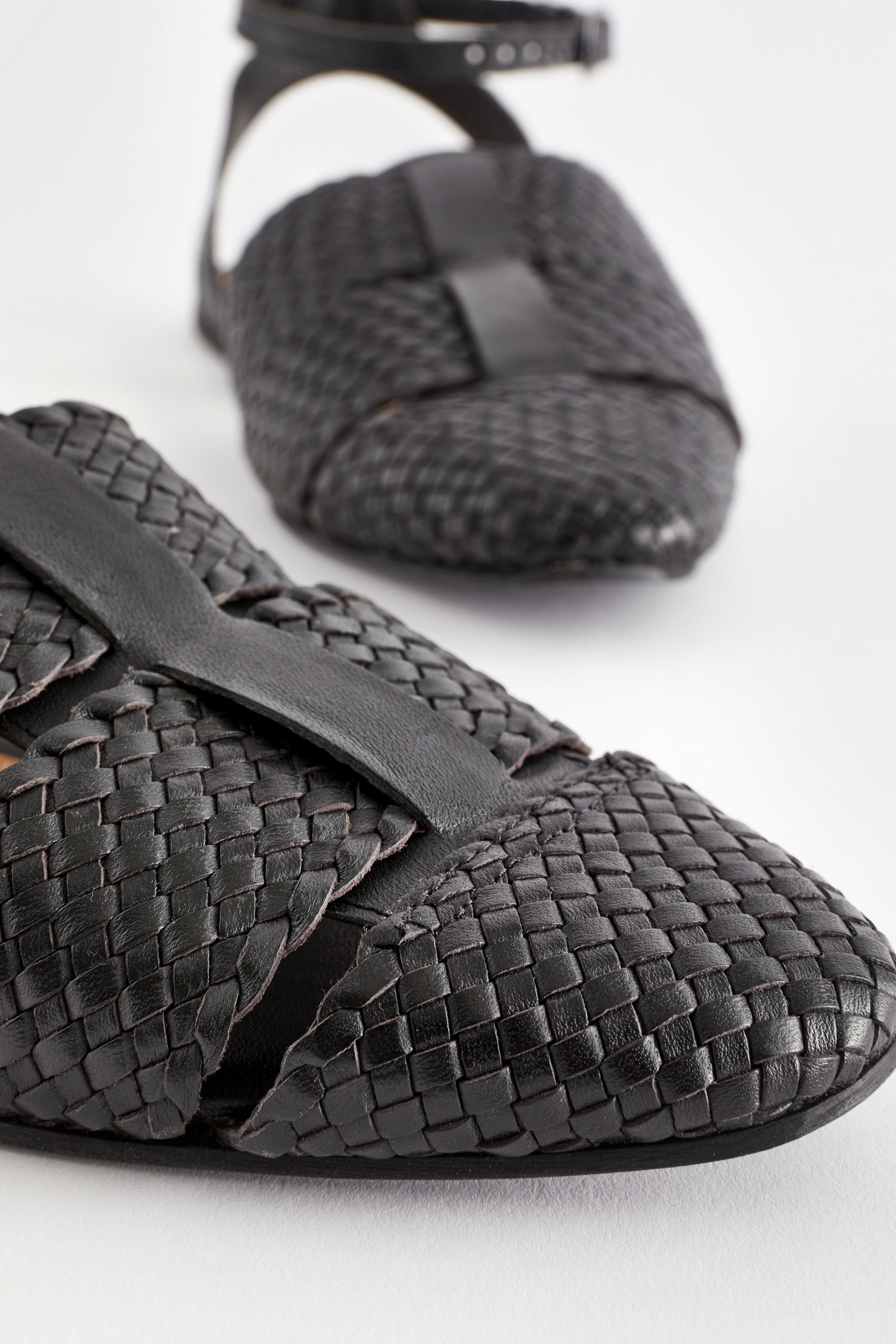 Buy Black Forever Comfort Leather Weave Huaraches Shoes from Next Austria