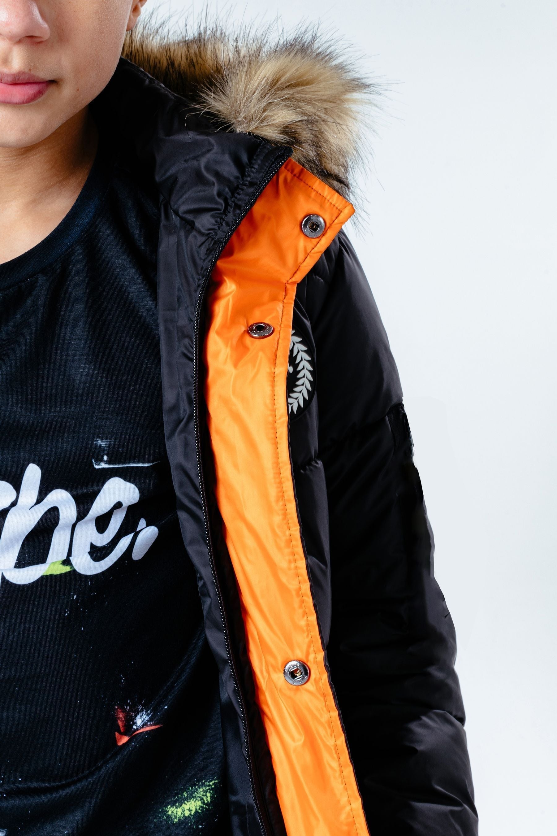 Buy Hype. Black Faux Fur Hooded Kids Explorer Coat from Next Luxembourg
