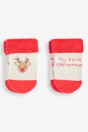 JoJo Maman Bébé Red My First Christmas 2-Pack Baby Socks - Image 1 of 1