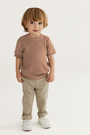 Tan Textured Knitted T-Shirt (3mths-7yrs) - Image 4 of 7