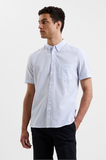 French Connection Blue Sky Stripe Pocket Short Sleeve Shirt