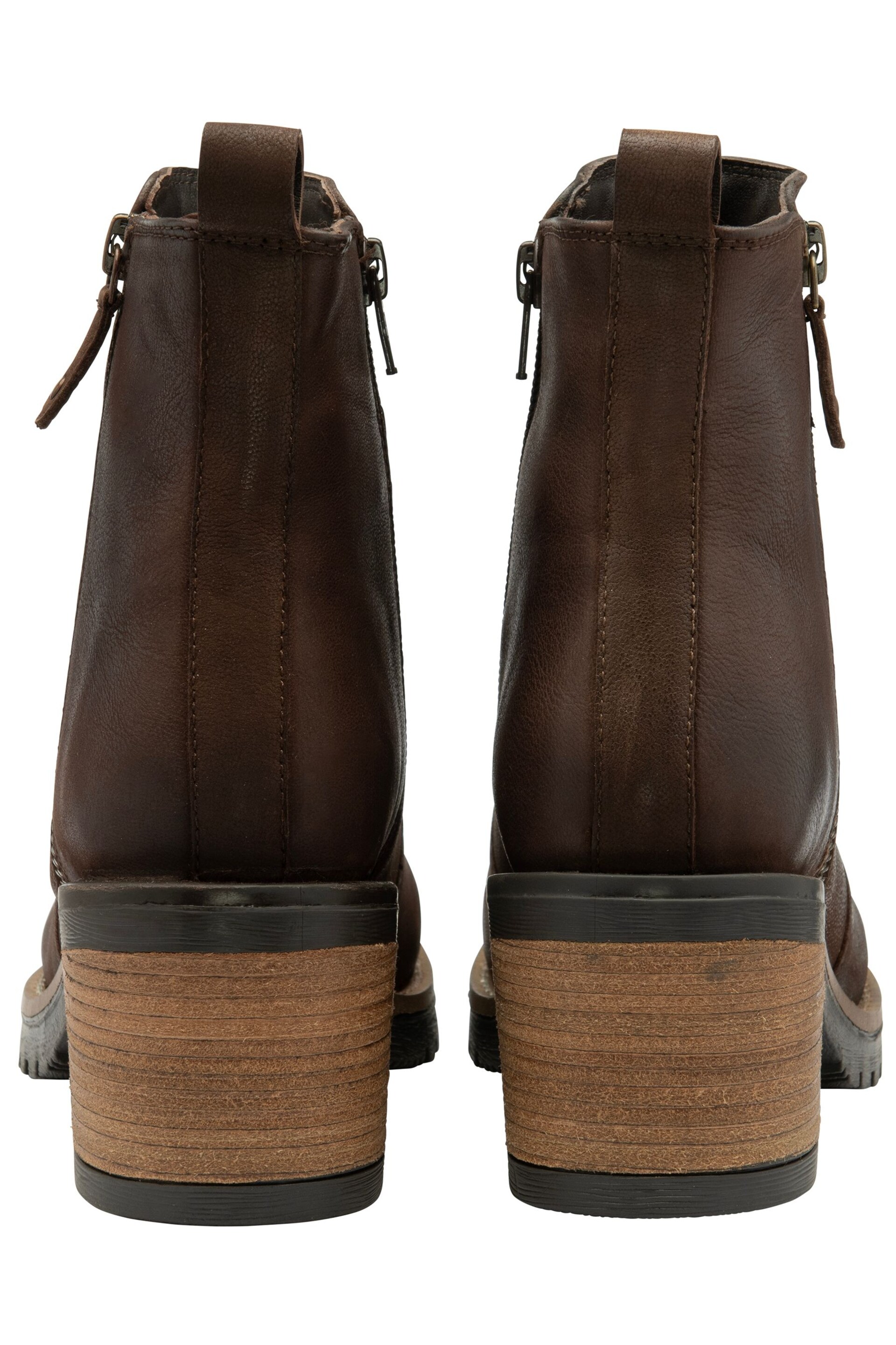 Ravel Brown Leather Cleated Sole Ankle Boots - Image 3 of 4