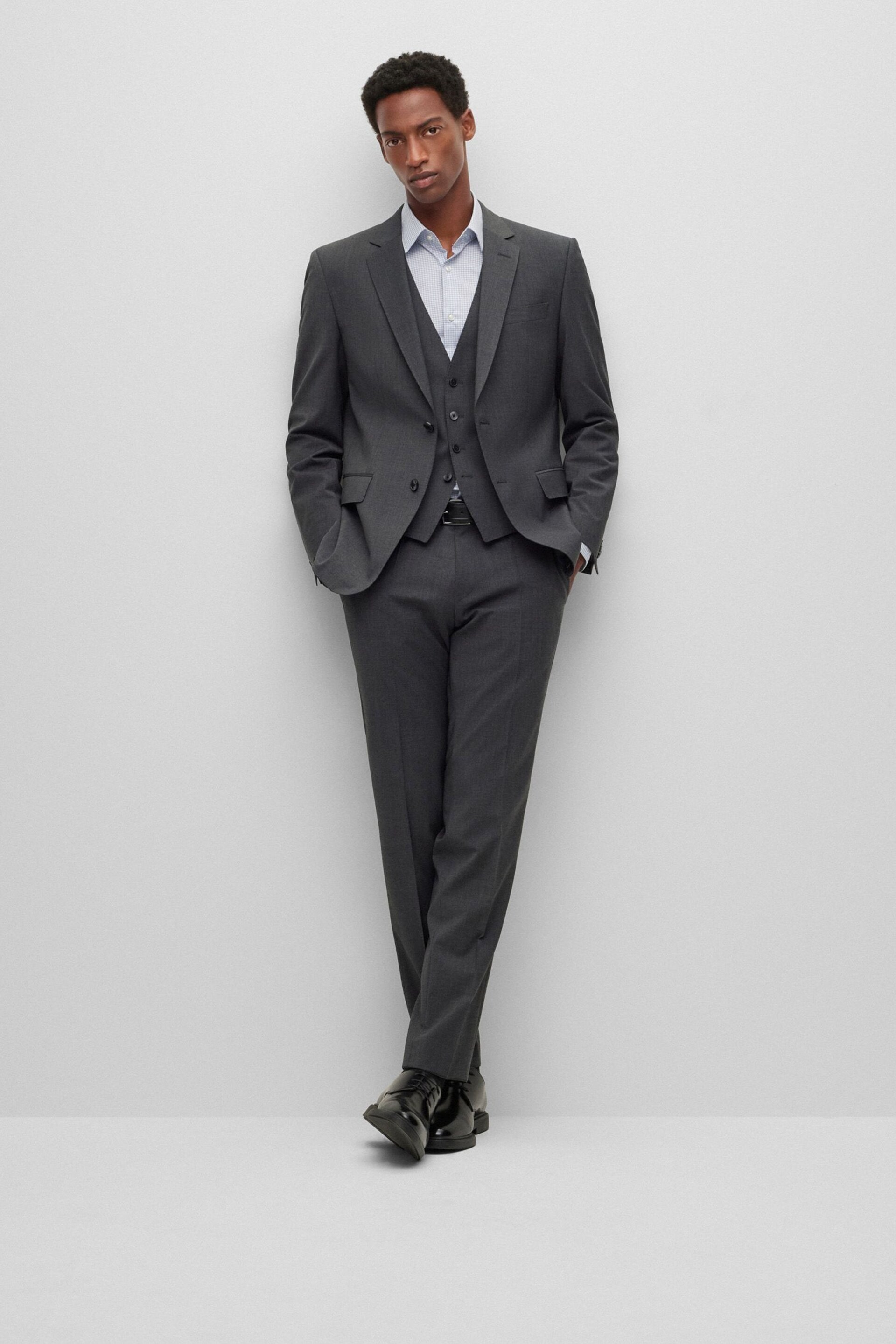 BOSS Grey Slim Fit Suit :Trousers - Image 3 of 6