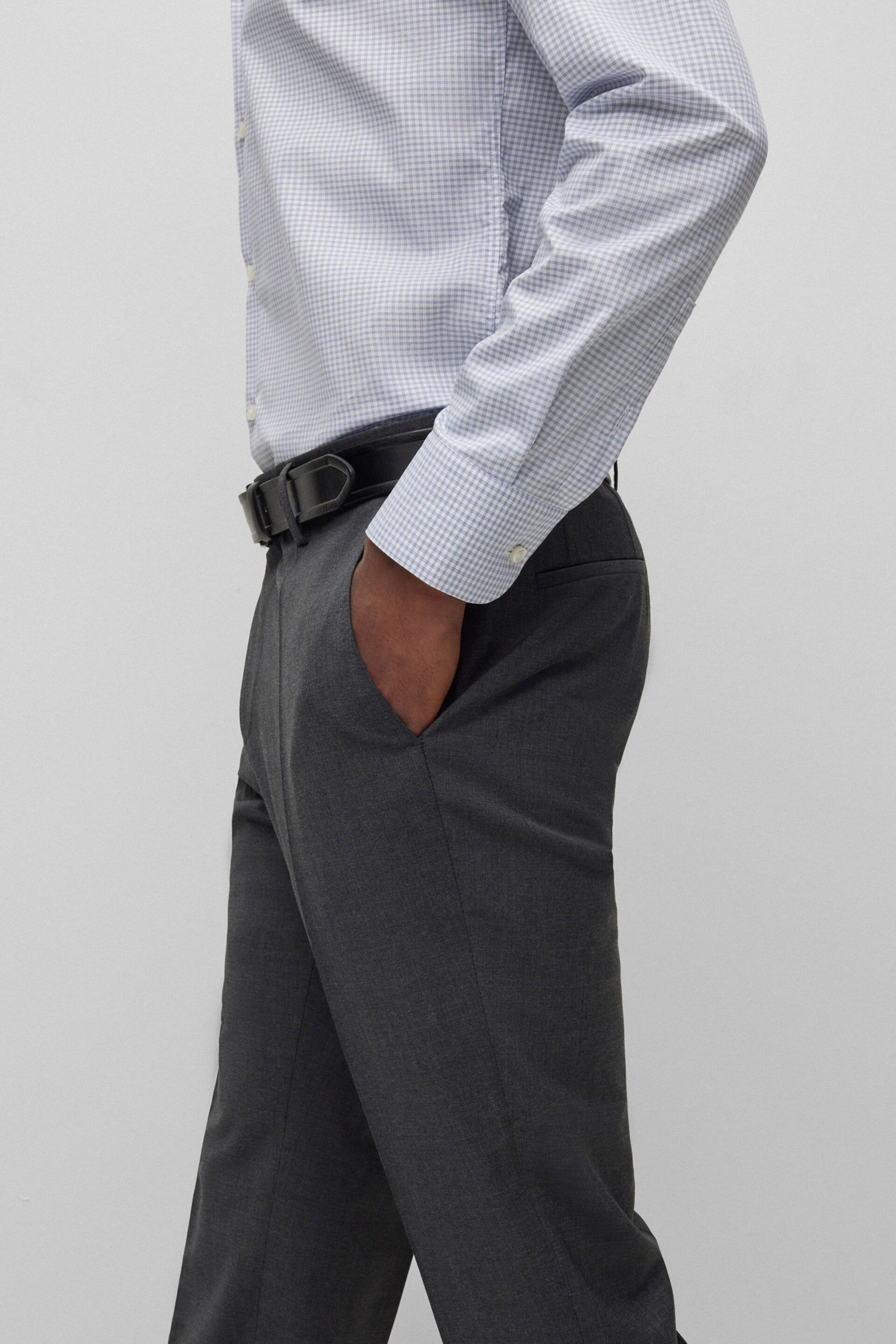 BOSS Grey Slim Fit Suit :Trousers - Image 4 of 6