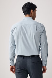 White/Teal Blue Stripe Trimmed Formal Shirt - Image 2 of 8