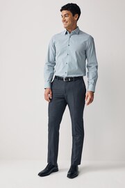 White/Teal Blue Stripe Trimmed Formal Shirt - Image 5 of 8