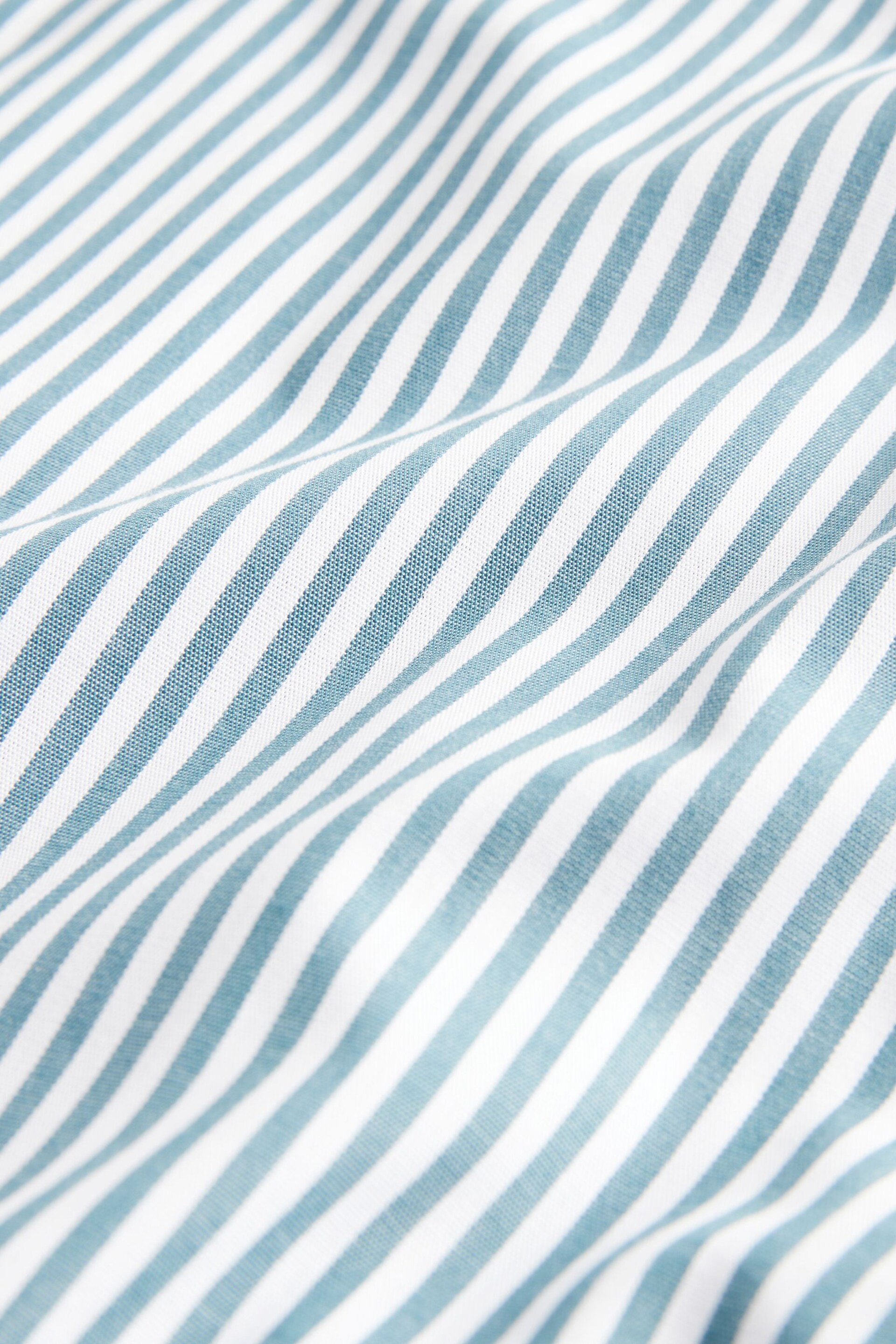 White/Teal Blue Stripe Trimmed Formal Shirt - Image 8 of 8