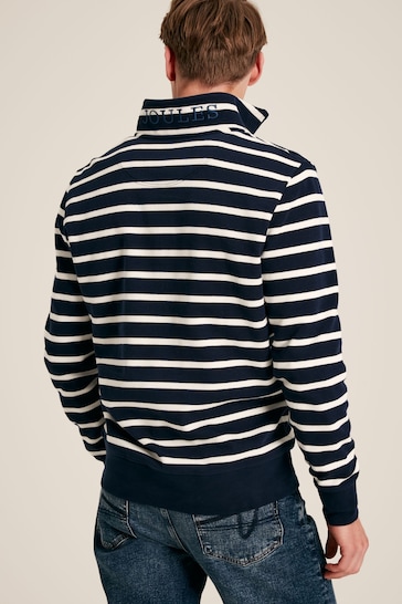 Joules Alistair Navy/White Quarter Zip Cotton Sweatshirt