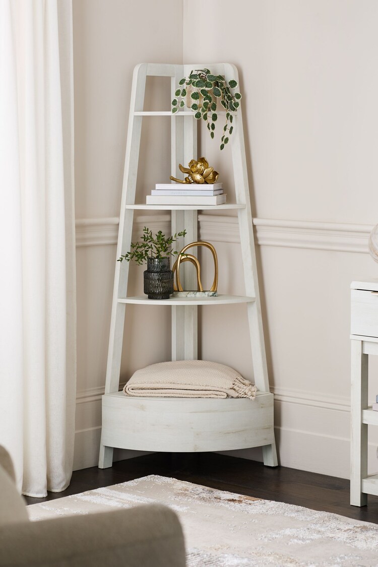 Buy White Bronx Oak Effect Corner Ladder Shelf from Next Ireland