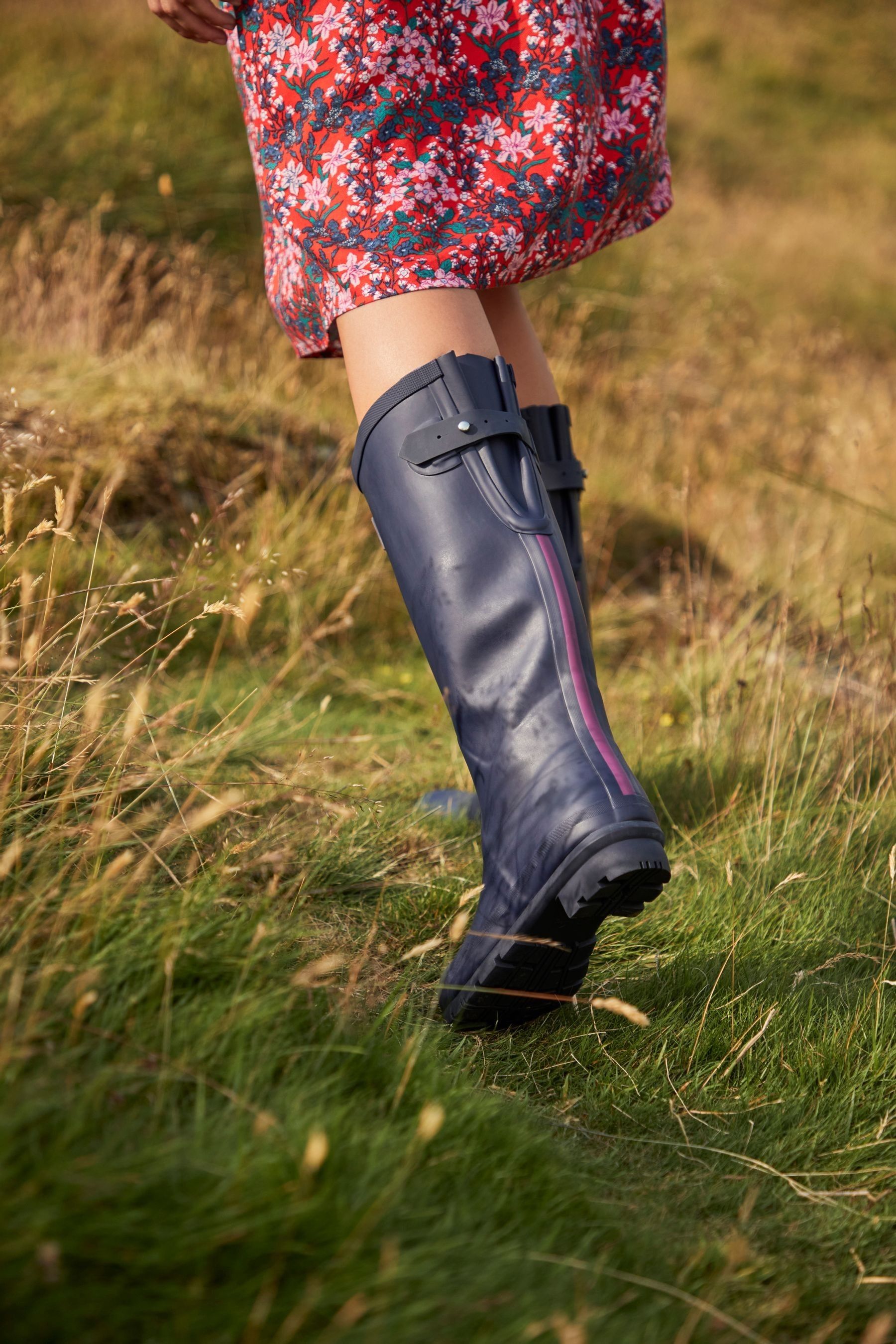 Buy Joules Blue Field Wellies With Adjustable Back Gusset from Next Lithuania