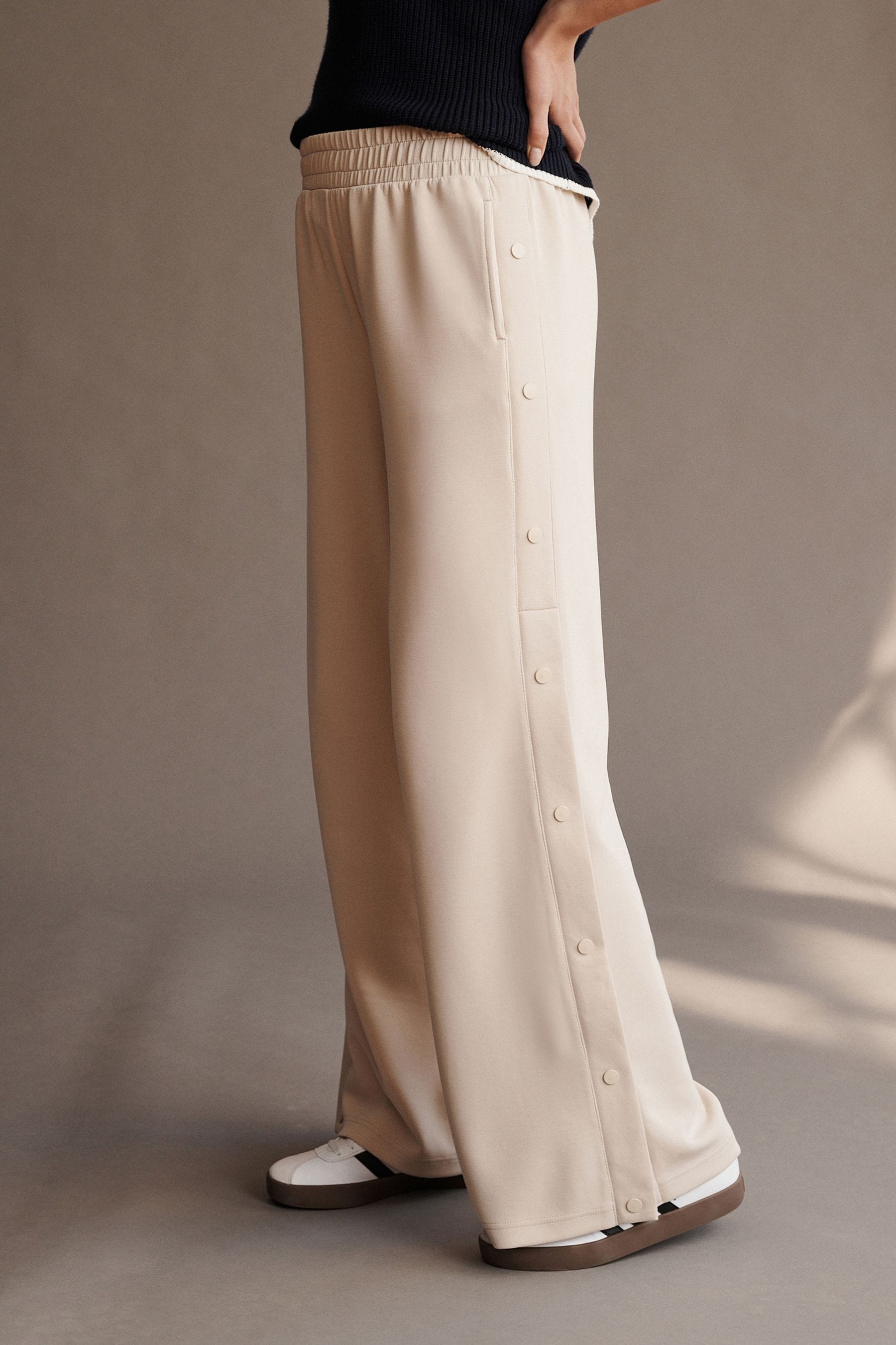 Buy Neutral Soft Jersey Popper Side Trousers from the Next UK online shop